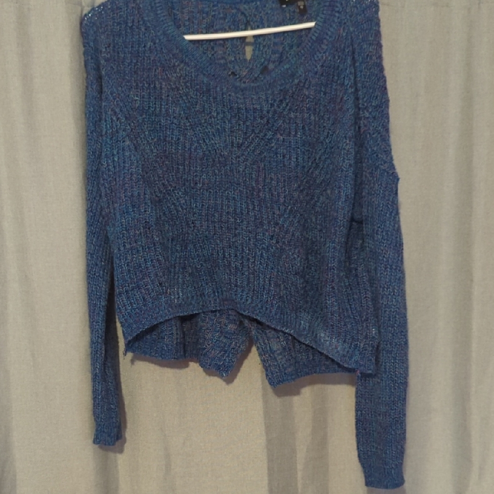 Express Blue Multi Color Women's Crew Neck Sweater